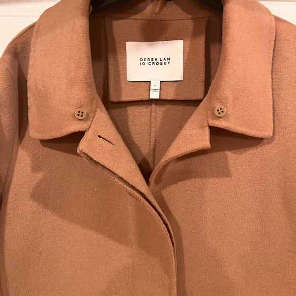 DEREK LAM 10 CROSSBY CAMEL WOMENS COAT WITH DETACHABLE FOX COLLAR SIZE 12 - Picture 7 of 16